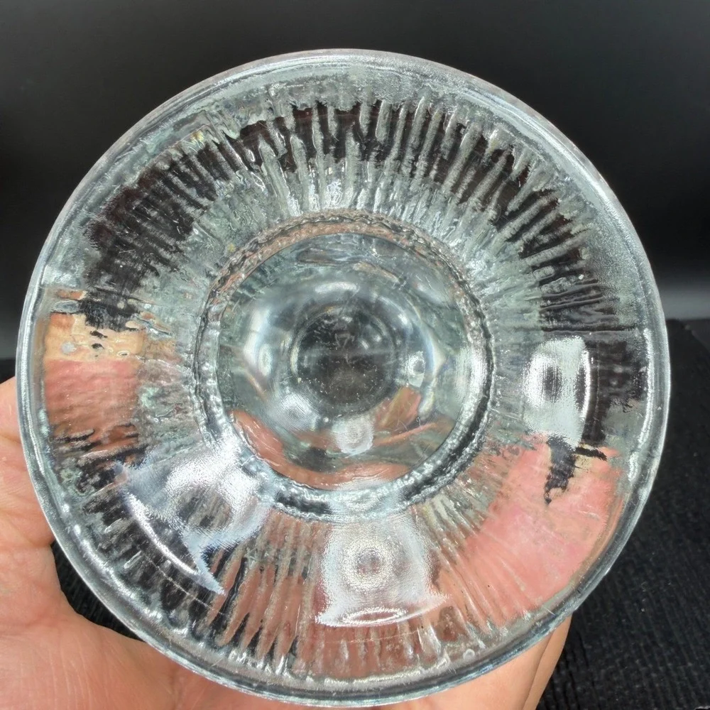Indiana Glass Two faced Tiki‎ Drinking Glass Clear Embossed Face Single Mug Cup